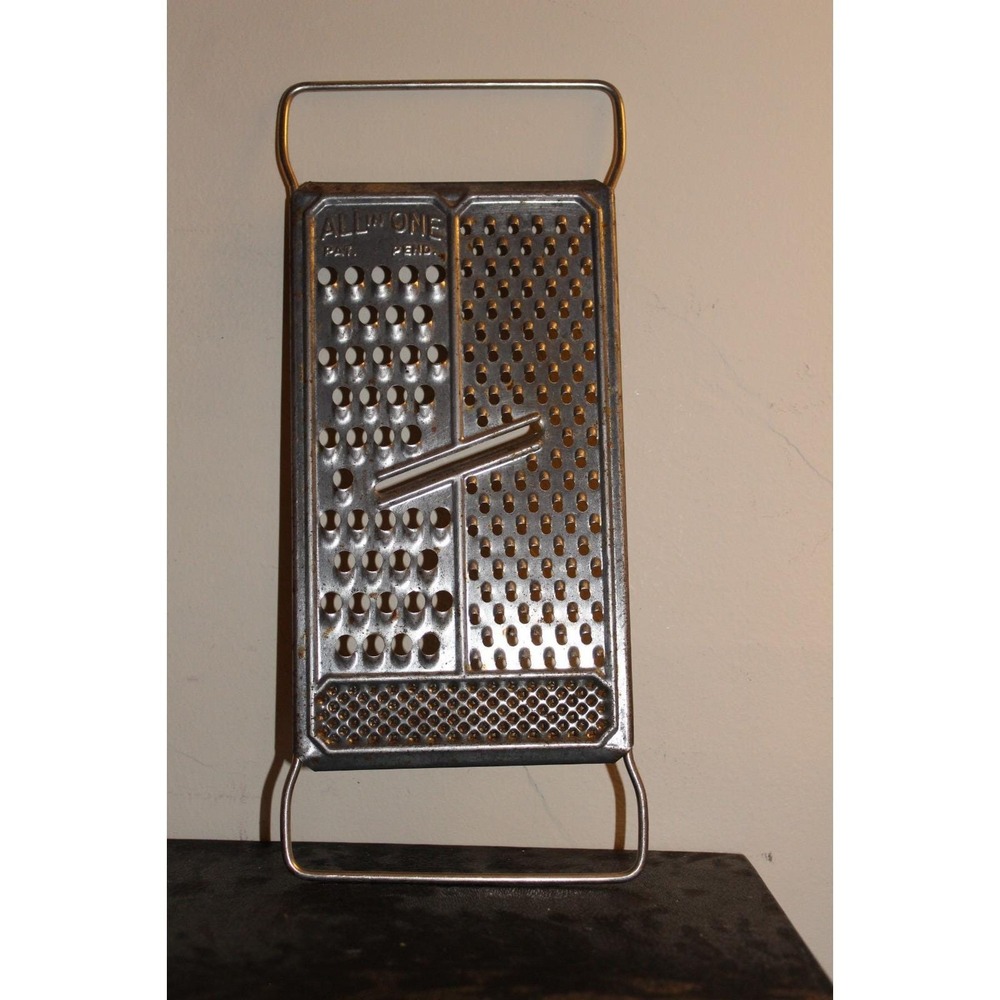 Vintage "All In One" Metal Flat Food Cheese Vegetable Grater Kitchen Utensil
